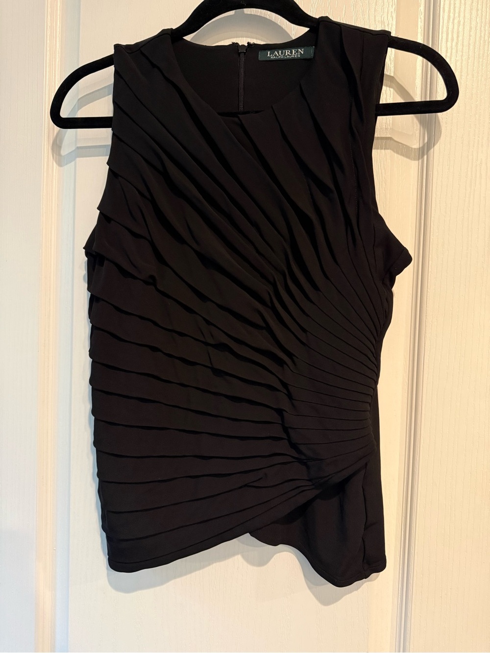 Ralph Lauren Black Pleated Sleeveless Tank